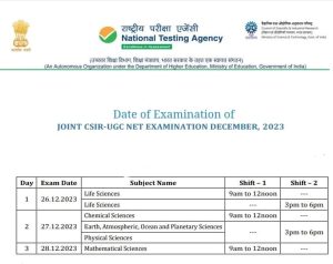 CSIR UGC NET Admit card 2023 Exam Date city