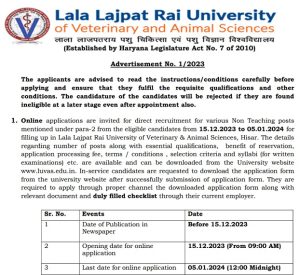 LUVAS Recruitment 2023 for Clerk and Other Non-teaching posts